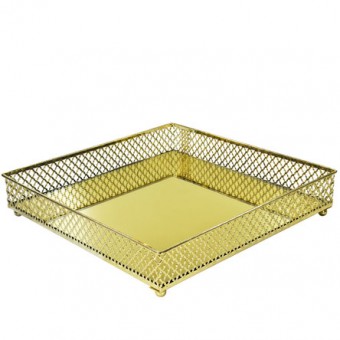 CG-009-109 BANDEJA METAL DOURADA LAYERS ESPELHADA 25X05 CM