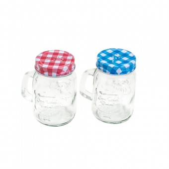 7124 CJ 2 POTES DE VIDRO BOROSSILICATO PARTY AZUL E VERMELHO 130ML