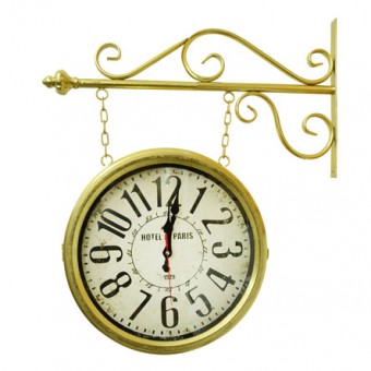 Cg-020-011 relogio de estacao hotel paris dourado 35 cm