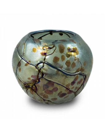 57 Vaso Decorativo Nakine Vidro Jateado Prateado 17X19X19