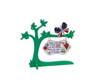 P18910 ENFEITE PLACA BORBOLETA DESEJO MUITAS FLORES EM SEU JARDIM...17,5X20