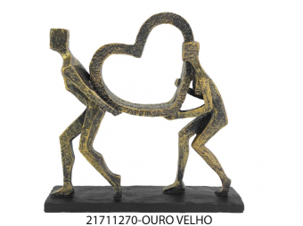 21711 ESCULTURA RESINA CASAL CORACAO 30,7X7,4X30CM - 270