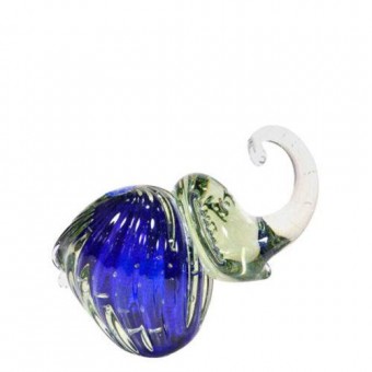 7056/06P ENFEITE DE MURANO ELEFANTE SAFIRA 17X16 CM