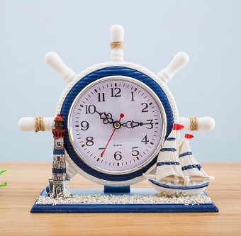 GR-1156 - RELOGIO DE MESA DECORATIVO, DECORACAO NAUTICA -PONTEIRO - FUNCIONAMENTO A PILHA OU BATERIA