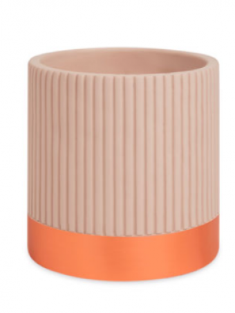 13465 CACHEPOT EM CIMENTO DETALHE EM ROSE 14 CM