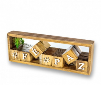 17842 MINI NICHO E CUBOS FE PAZ LETRA MDF BRANCO