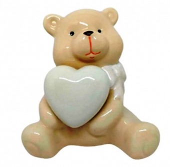 Qwk205 urso coracao porcelana 9,5x7,7x9,3cm