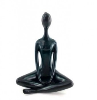 Yq8937 enfeite de resina yoga preto 17x13x25 cm