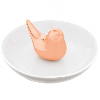 7667 PORTA BIJOUX PASSARO ROSE CERAMICA