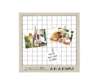 P19545 PORTA-RETRATO CRU COM TELA A VIDA MAIS FELIZ AO LADO...33,5X33,5
