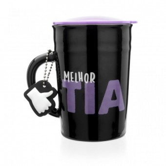 LI2185 CANECA COM TAMPA E CHAVEIRO MELHOR TIA