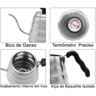 HM3096 CHALEIRA DE INOX COM TERMOMETRO 1000ML 