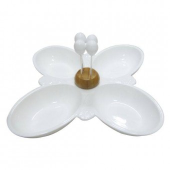 22744 Jogo de petisqueira com 4 espetos em porcelana