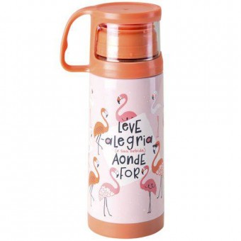 26807 SQUEEZE TERMICA COM CANECA 300ML - FLAMINGO