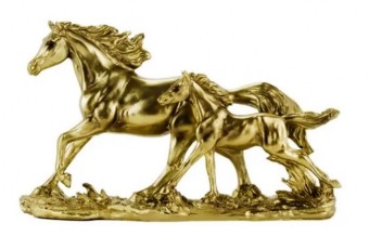 16-008 ESTATUETA CAVALOS   28 CM RESI