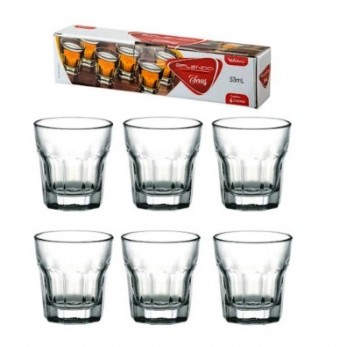 WX8023 CONJ COPO VIDRO SHOT 43ML 6 PCS TRANSP TEXAS