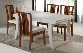 1800 - MESA ELÁSTICA PINHEIRA 1,60 TAMPO MADEIRA LAQUEADA