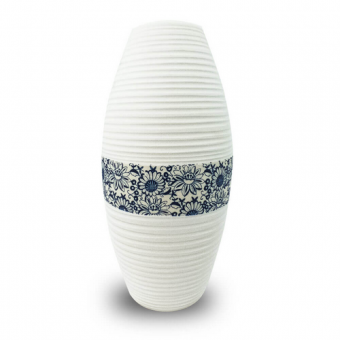 000155 Vaso Decorativo Nakine Ceramica Branco Floral 31X17X17