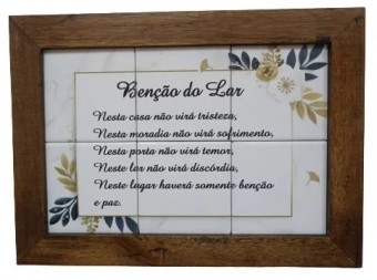3093AM-122 QUADRO AZULEJO BENCAO DO LAR 30x20cm