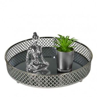 CG-009-103 BANDEJA METAL PRATA LAYERS ESPELHADA 24.5X05 CM