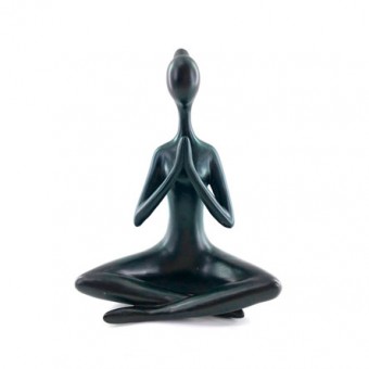 Yq8935 enfeite de resina yoga preto 19x12x26 cm