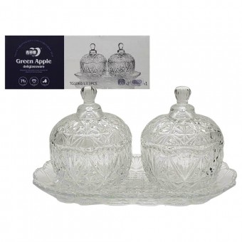 1060/L3 POTICHE C  BANDEJA EM VIDRO C 2 PCS