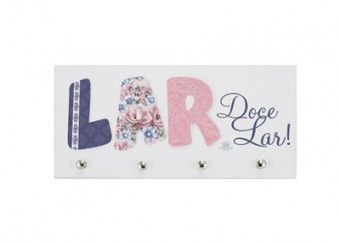P17318 PORTA-CHAVE LAR DOCE LAR MÃE FLORAL 12X26