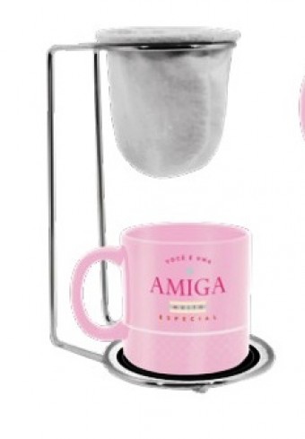 3053425 KIT CAFE PORCELANA 100ML ROSA AMIGA MUITO ESPECIAL