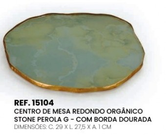 00015104 centro de mesa redondo organico stone perola g - c/ borda dourada