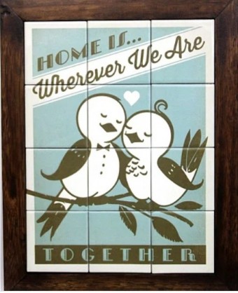 3093am-079 quadro azulejo home 30x20cm