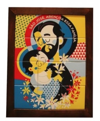 3093am-039 quadro azulejo são josé 30x20cm