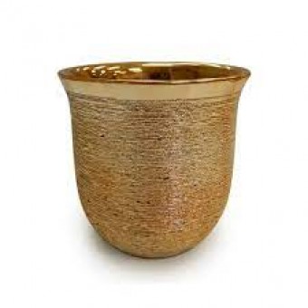 W409-11DR VASO CERAMICA  BOWL M SCRATCH DOURADO RISCADINHO A15XL16CM