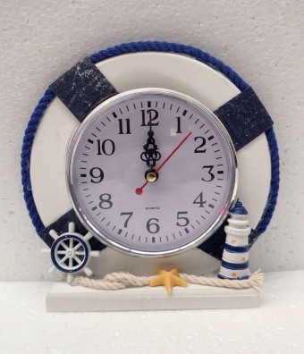 Gr-1157 - relogio de mesa decorativo, decoracao nautica -ponteiro - funcionamento a pilha ou bateria