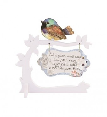 P16656 ENFEITE PLACA PÁSSARO A QUEM VOCÊ AMA...18X16