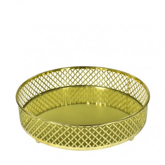 CG-009-108 BANDEJA METAL DOURADA LAYERS ESPELHADA 21X05 CM