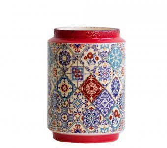BLC403-VM VASO DECORADO PORTUGUES VERMELHO - ALT 18 CM X LARG 13 CM -