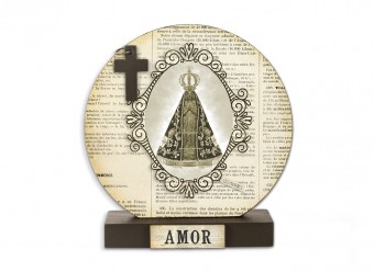 RL148.05 RELICRIO MESA IM NOSSA SRA APARECIDA ESTAMPA JORNAL