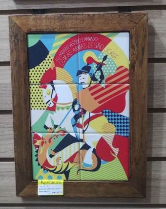 3093am-029 quadro azulejo são jorge 30x20cm