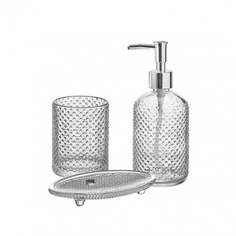 PSBL-022TR JOGO PARA BANHEIRO DE VIDRO BUBLES 03 PCS