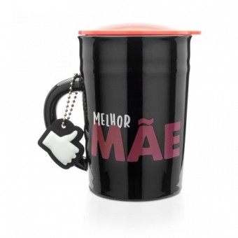 LI2181 CANECA COM TAMPA E CHAVEIRO MELHOR MAE