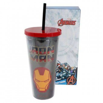 0100227150000001 COPO CANUDO 650ML COM EFEITO METALICO IRON MAN.Ean :7908011707471