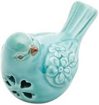 4172 PASSARO 10,5X6X8,5CM FLORES AZUL CERAMICA