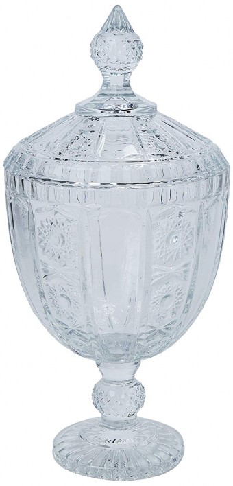 21988 Bomboniere Versailles com pe em cristal ecologico D15xA32cm transparente