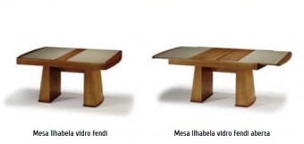 1050 - MESA ELÁSTICA ILHABELA  TAMPO VIDRO  FENDI/PRETO