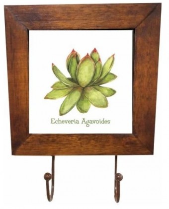 3011-009 quadro cabideiro 1 pc - suculenta - 23x23cm