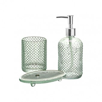 PSBL-021VD JOGO PARA BANHEIRO DE VIDRO BUBLES VERDE 03 PCS