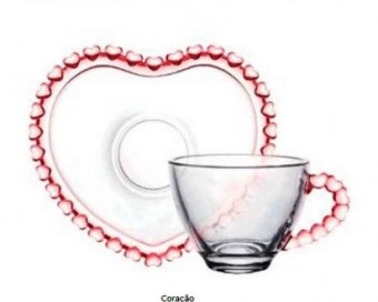 1683 XICARA P/CHA C/PIRES DE CRISTAL DE CHUMBO CORACAO BORDA ROSA 170ml