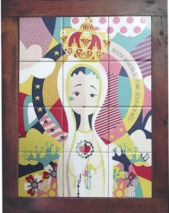 3093ag-032 quadro azulejo n.senhora fatima 30cmx40cm