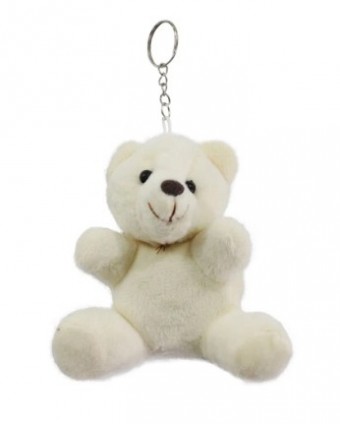 F1300140 chaveiro urso branco pelucia