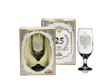 20223 TACA CERVEJA 25 ANOS BODAS DE PRATA - CX PRESENTE